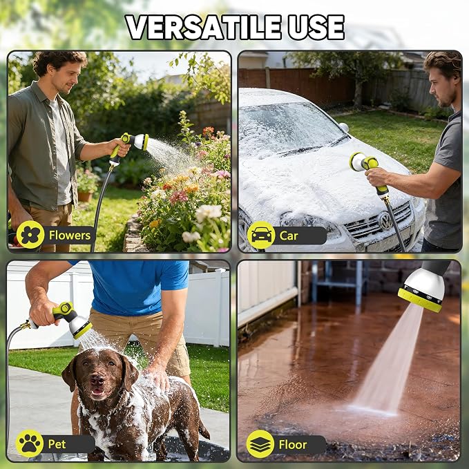 160 FT x 1/2" Retractable Garden Hose Reel - PHLEXPRO Heavy Duty Hose Reel Wall Mount - 3/4in Brass Fitting 10Pattern Nozzle, Any Length Lock, Automatic Slow Retraction 180° Swivel, UV Resistant