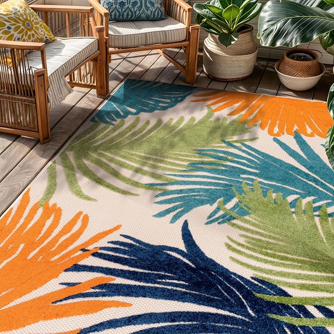 Rugshop Lucca Contemporary Floral Indoor/Outdoor Area Rug 3'3"x5' Multi