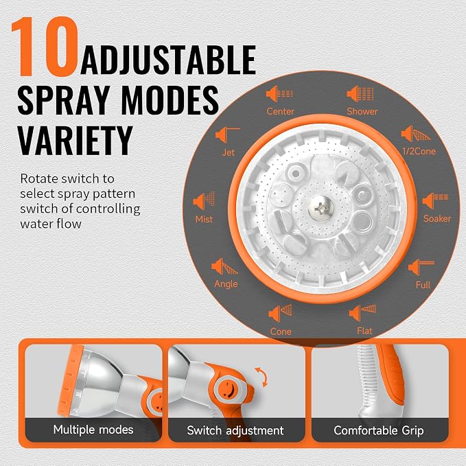 Retractable Garden Hose Reel 5/8 inch x 100 ft,Wall Mounted Heavy Duty Garden Hose Reel with 180°Swivel Bracket,Upgraded 10 Pattern Nozzle/Slow Return System(White)
