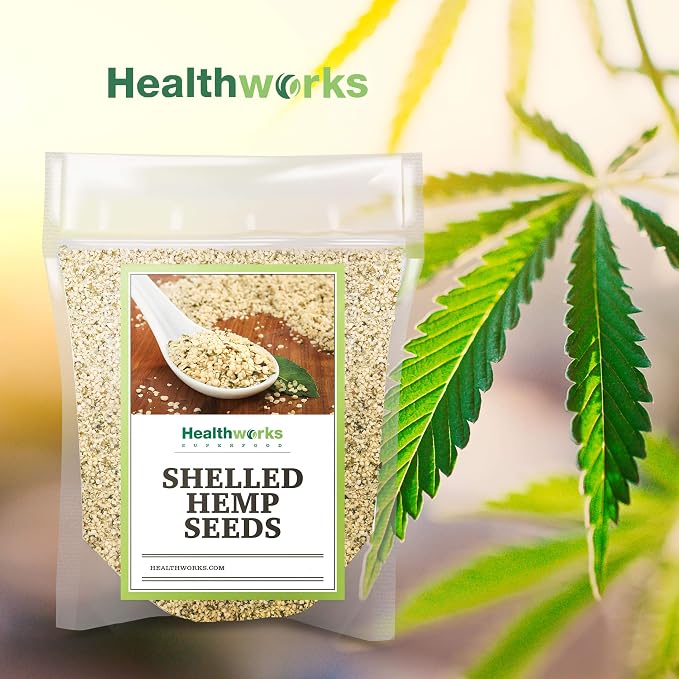 Healthworks Superfood Shelled/Hulled Hemp Seeds Canadian - 32 Oz / 2 Lbs (Pack of 2) - Premium & All-Natural - Contains Omega 3 & 6, Fiber and Protein - Packaging May Vary