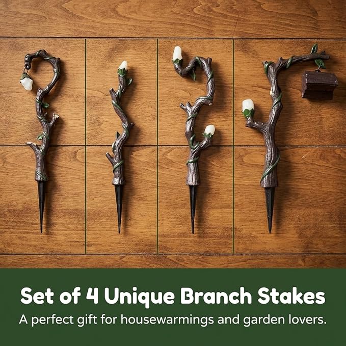 Lulu Decor, 100% Cast Iron Fairy Lamps Garden Decor Fairy Garden Accessories (Set of 4)