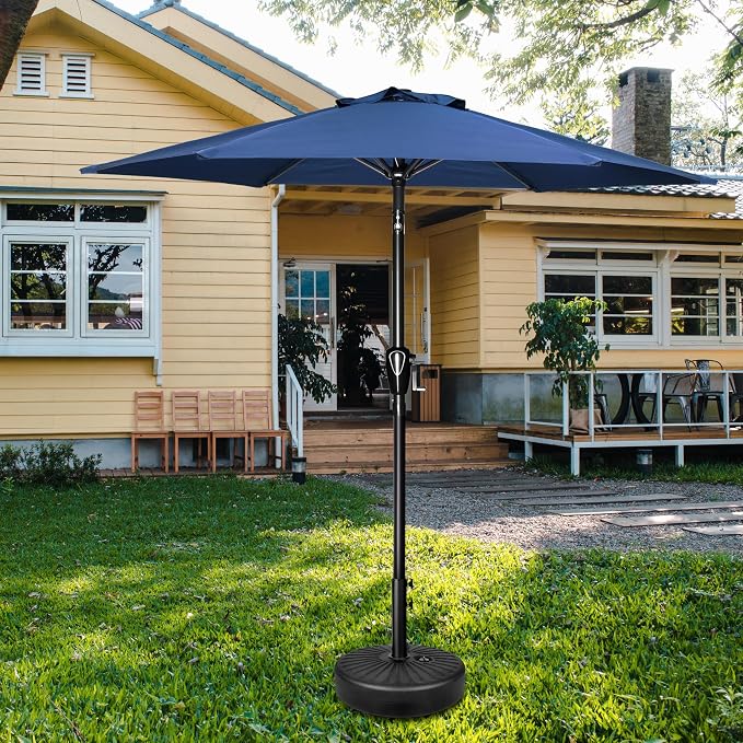 HealSmart 7.5ft Patio Umbrella with Push Button Tilt/Crank, Outdoor Table Market Yard Umbrella, 6 Sturdy Ribs for Garden, Deck, Backyard, Pool