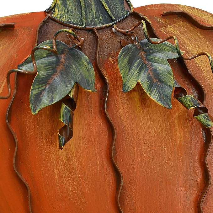 K KILIPES 17" H Metal Pumpkin Garden Stake Fall Decorations Outdoor Pumpkin Yard Sign Autumn Pumpkin Lawn Decor Decorative Garden Stake for Fall Harvest Thanksgiving Outside Patio Porch Decor