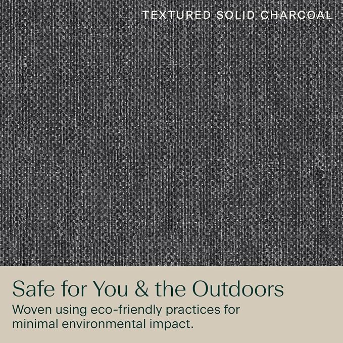 Honeycomb Outdoor Heritage Deep Seat, 24 x 23, Textured Solid Charcoal Grey Chair Cushion with Removable Cover, for Patio Furniture