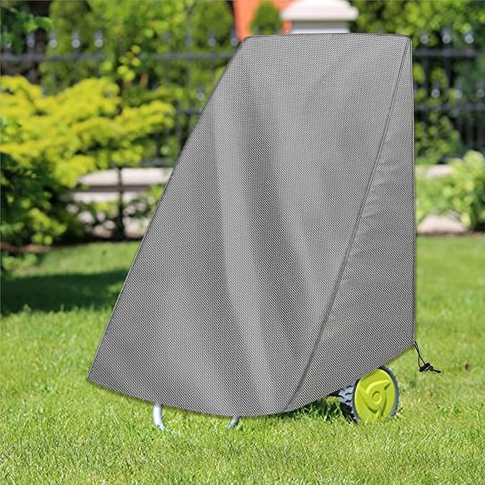 Hose Reel Cart Cover 25.9x24.8x34.6 inch Buckle Fit Cover | 420D Oxford fabric, UV and tear resistant, windproof drawstring, rear hose access, wheeled fit, outdoor use