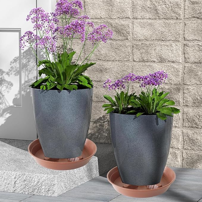 4 Pack Plant Saucer 10 inch, 8 12 14 17 inch, Plant Stand Plastic Plant Saucers for Indoors Outdoor, Heavy Duty Flower Plant Risers for Inside Pots, Pot Saucers for Plants, Grow Bags Saucers