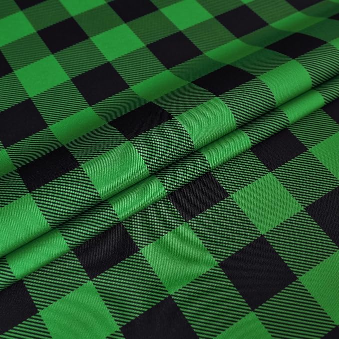 Waterproof Plaid Tablecloth Fabric - Square 58x58 Inch Classic Gingham Checker St Patrick's Day Table Cloth for Indoor/Outdoor Use - Tabletop Cover for Christmas Day, BBQs, and Parties