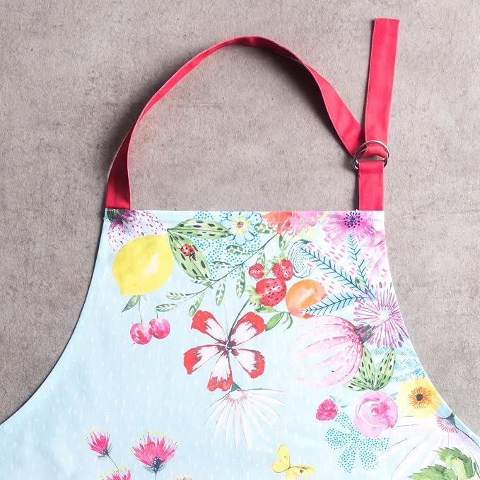 Maison d' Hermine Aprons for women with Pocket 100% Cotton (27.50"x31.50") | Adjustable Neck Strap & long ties Apron Men Chef Wedding Cooking Gardening Server Maid