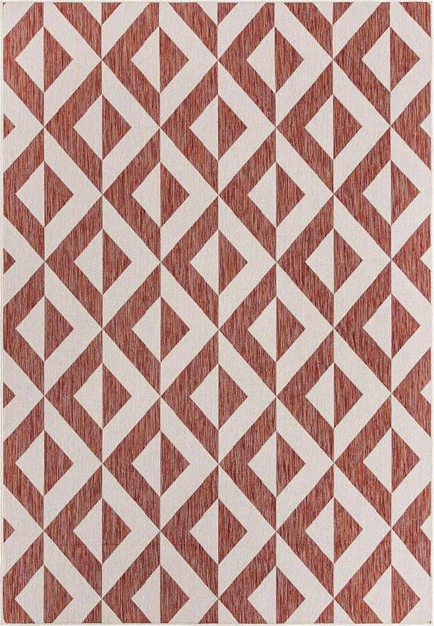 Unique Loom Jill Zarin Outdoor Collection Area Rug - Napa (7' 1'' x 10' Rectangle, Rust Red/ Ivory)
