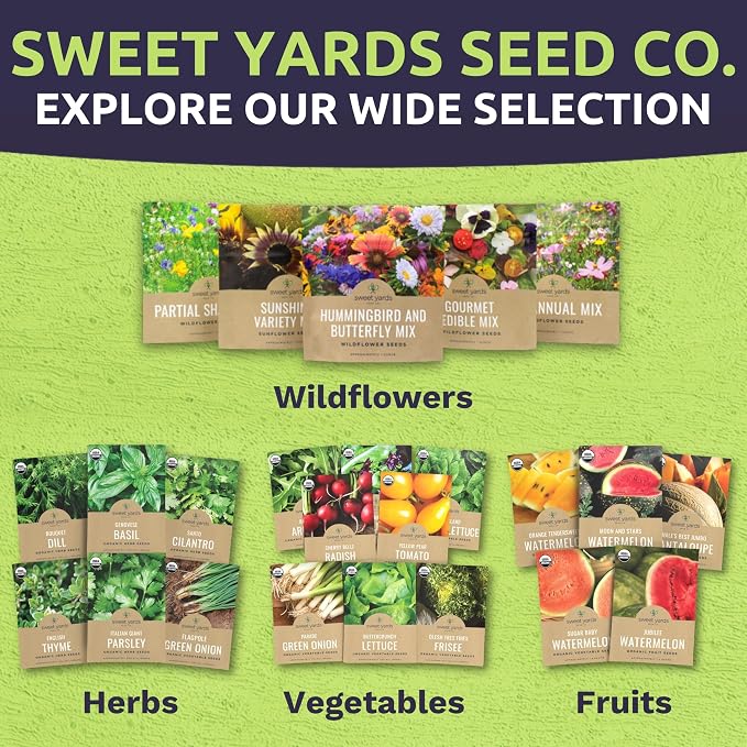 Wildflower Seeds Butterfly and Humming Bird Mix - Large 1 Ounce Packet 7,500+ Seeds - 23 Open Pollinated Annual and Perennial Species