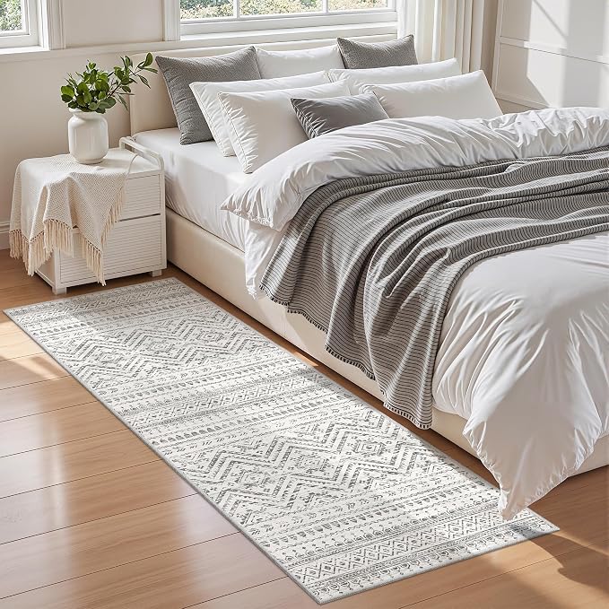 Miukiki Washable 2x5 Runner Rug Hallway Non Slip Kitchen Runner Grey | Machine Washable Long Floor Runner for Hallway Entryway Laundry Room Living Room Bedroom, Stain Resistant Indoor Carpet 2'x5'