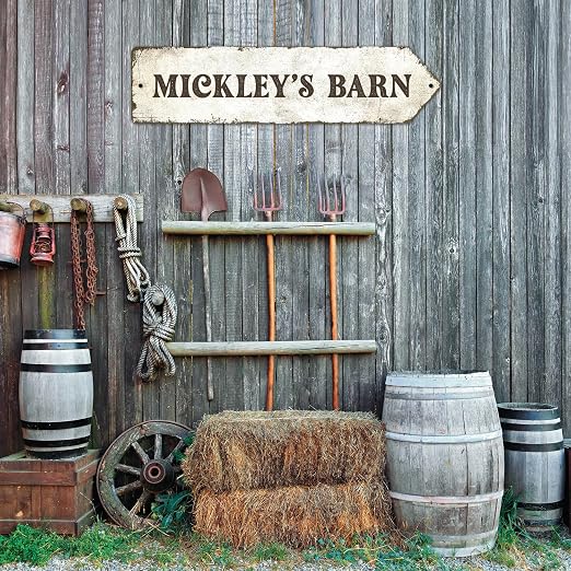 Rustic Custom Sign, Personalized Right Directional Metal Composite Street Sign for Indoor and Outdoor Use 6x24 Inches, ACM Made in the USA