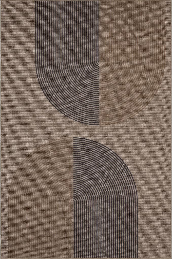 Easy Jute Rug 3x5 Outdoor: Natural Area Rugs for Patio Linen-Look Fabric Durable - Neutral Washable Carpet Mat for Entryway Bedroom Kitchen Non-Slip - Rainbow Curve Pattern
