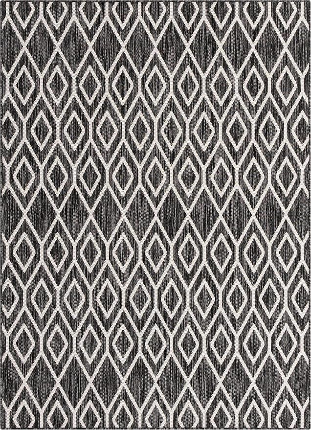 Jill Zarin Outdoor Collection Area Rug - Turks and Caicos (5' 3" x 8' Rectangle Charcoal Gray/Ivory)