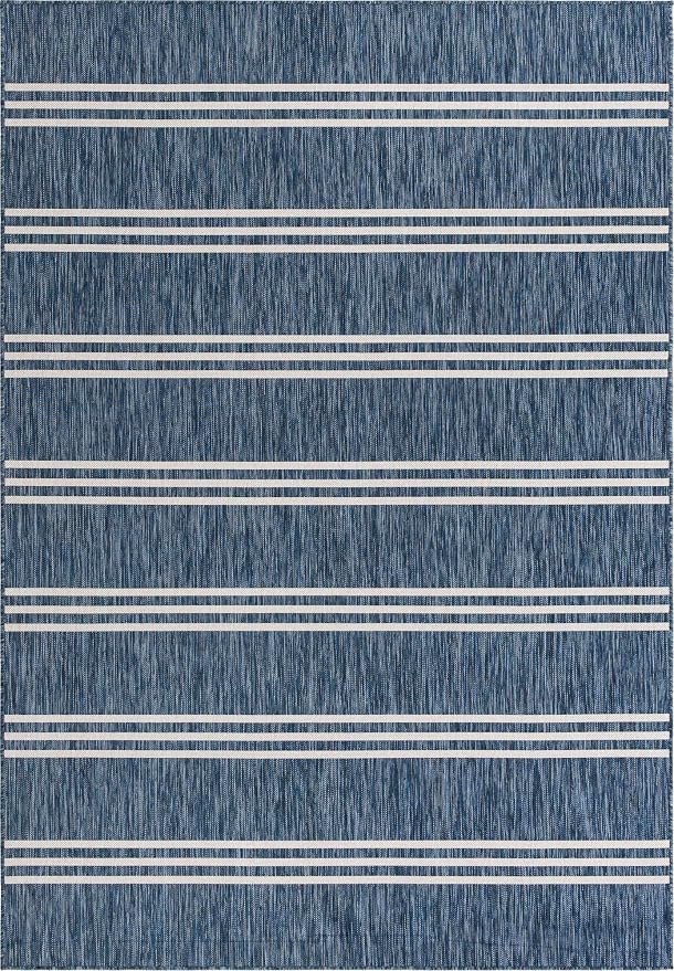 Unique Loom Outdoor Collection Area Rug - Anguilla (7' 1' x 10' Rectangle, Blue/ Ivory)