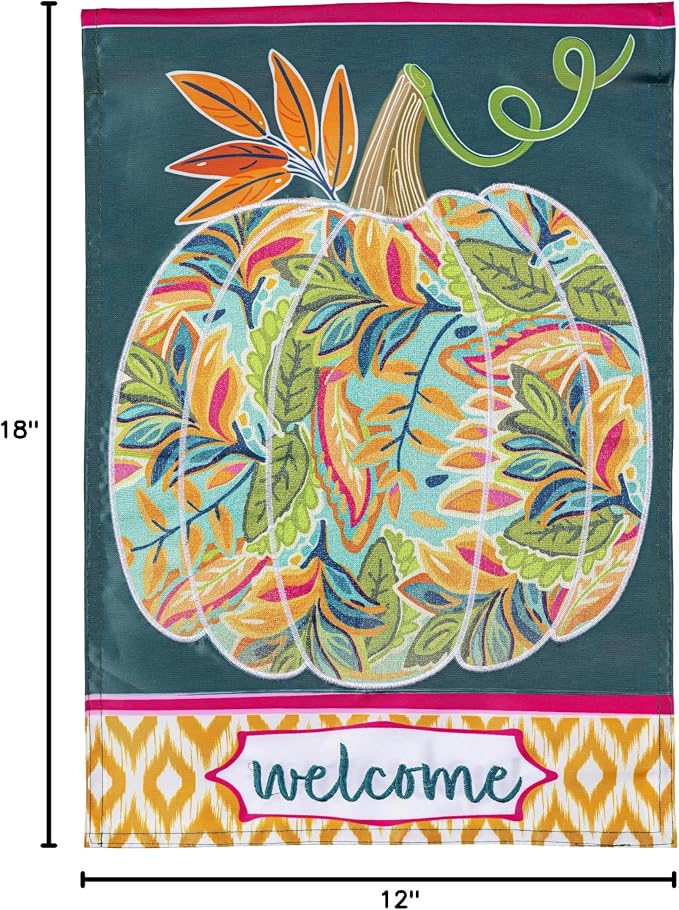 Evergreen Flag Fall Garden Flags Double Sided, Fall Garden Flags for Outside, Autumn Decorations for Home, Porch, Yard (Jacobean Floral Pumpkin, 28x44 inch)