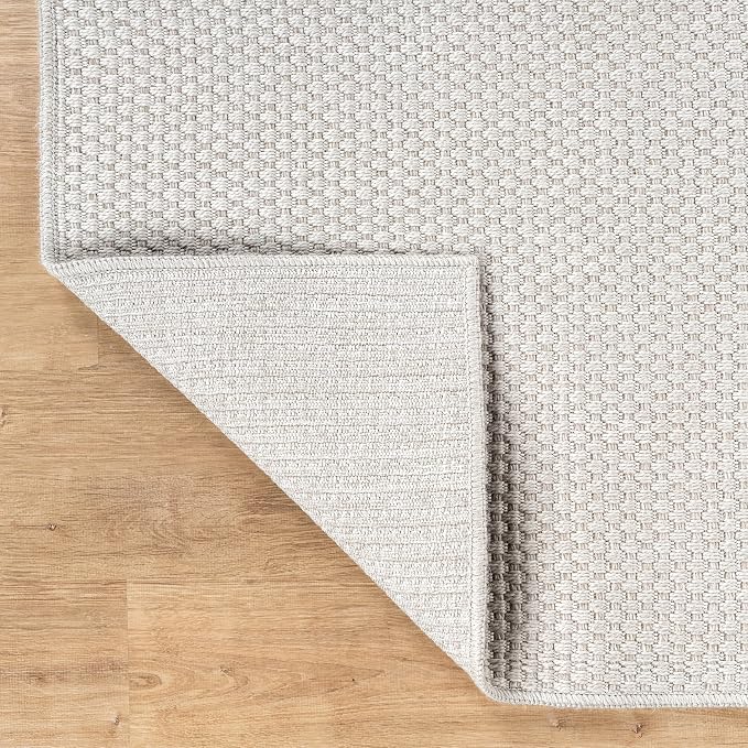 CAMILSON Easy Jute Rug 9x12, Large Indoor Outdoor Off-White Farmhouse Area Rugs for Living Room Patio and Kitchen Rug, Solid Woven Design, Easy-Cleaning, Non Slip Washable Outside Carpet (9 x 12)