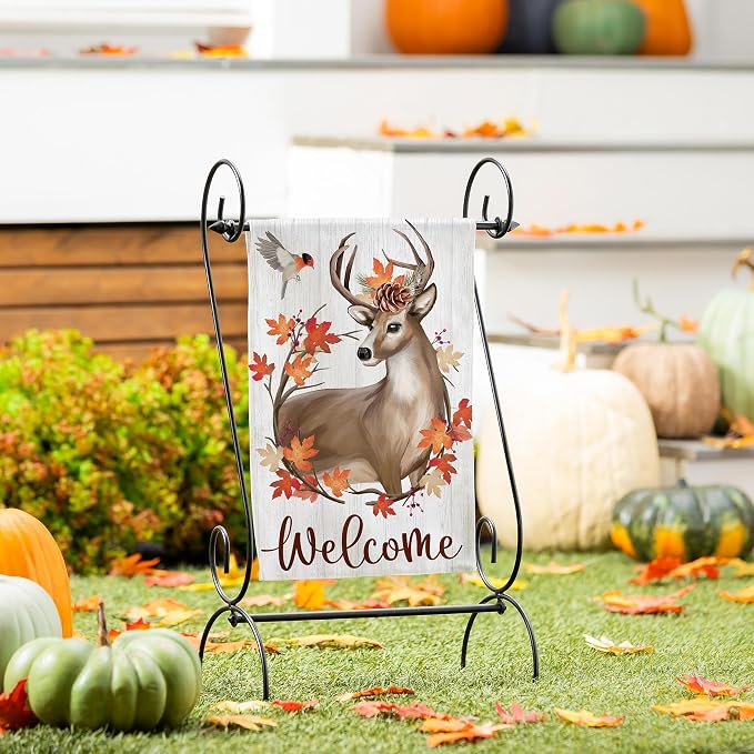 Evergreen Flag Fall Garden Flags Double Sided, Garden Flags for Outside Autumn Decorations for Home, Porch, Yard (Autumn Deer, 12x18 inch)