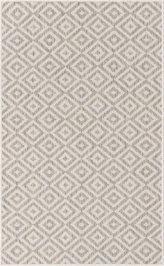 Unique Loom Outdoor Collection Area Rug - Costa Rica (3' 3" x 5' 3" Rectangle, Light Gray/ Ivory)
