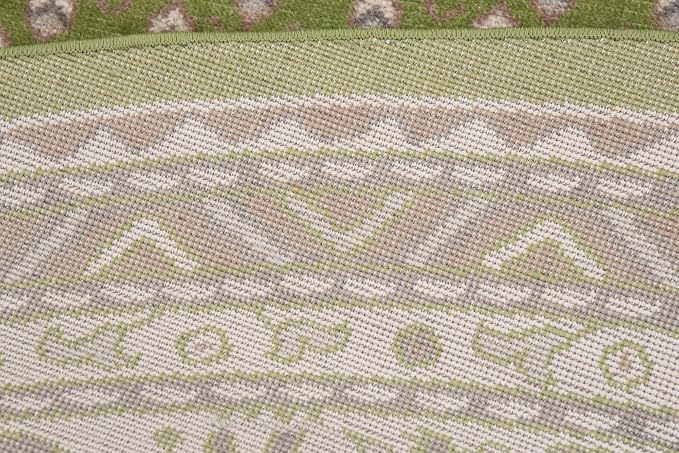 Unique Loom Williamsburg Collection Traditional Border with Dotted Center Area Rug, Round 8' 0" x 8' 0", Green/Beige