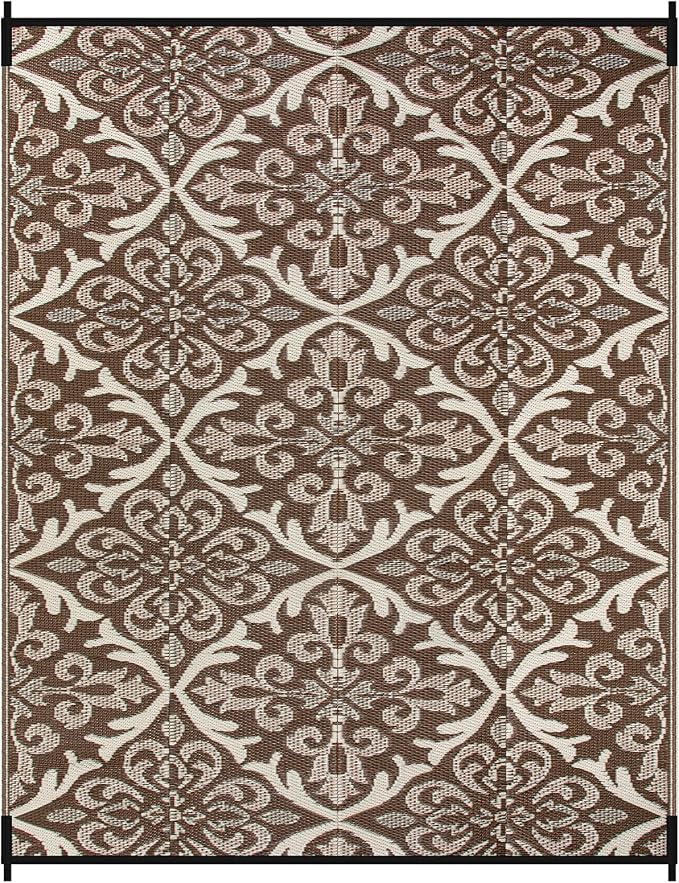 Lahome Outdoor Area Rugs 8x10 Patio Waterproof, Reversible Plastic Straw Rv Outdoor Rugs for Camping, Large Indoor Outdoor Carpet for Porch Deck Backyard Camper Picnic, Khaki 8'x10'