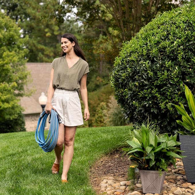 FITT HiFlo Water Hose 25ft, Multipurpose Flat Garden Hose, Easy to Use and Long-lasting Performance, Grey