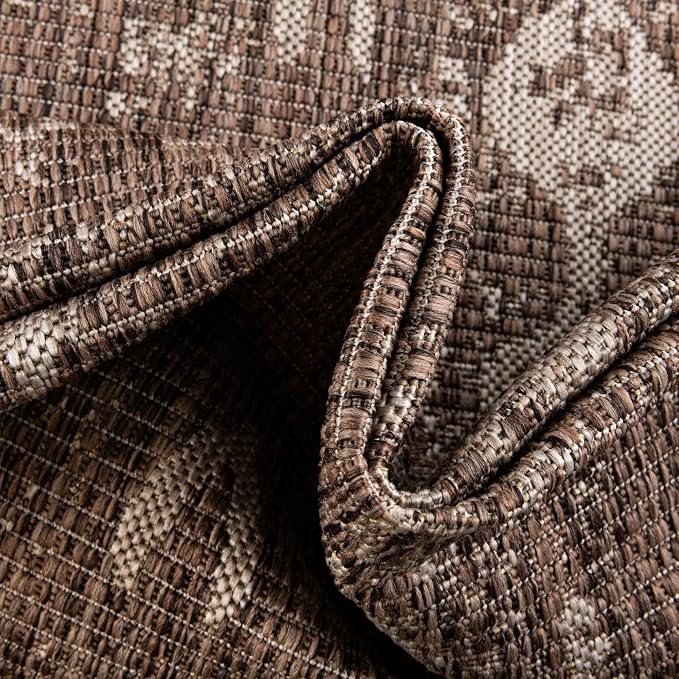 Unique Loom Outdoor Bohemian Collection Area Rug - Anthro (2' x 3' 1" Rectangle, Brown/ Ivory)