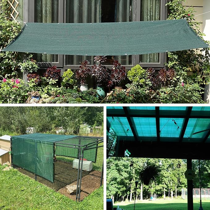 50% 14 X 20 FT Green Shade Cloth, Outdoor Woven Sun Shade with Grommets, Durable Breathable Netting Shading Antifreezing for Patio, Garden, DIY Home, Plants Cover, Greenhouse, Dog Kennel