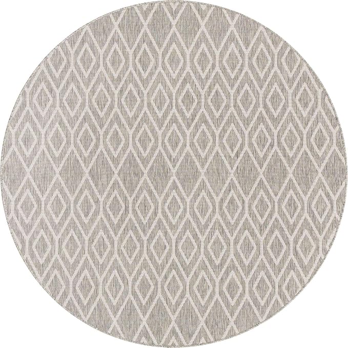 Jill Zarin Outdoor Collection Area Rug - Turks and Caicos (6' 7" Round Gray Cream/Cream)