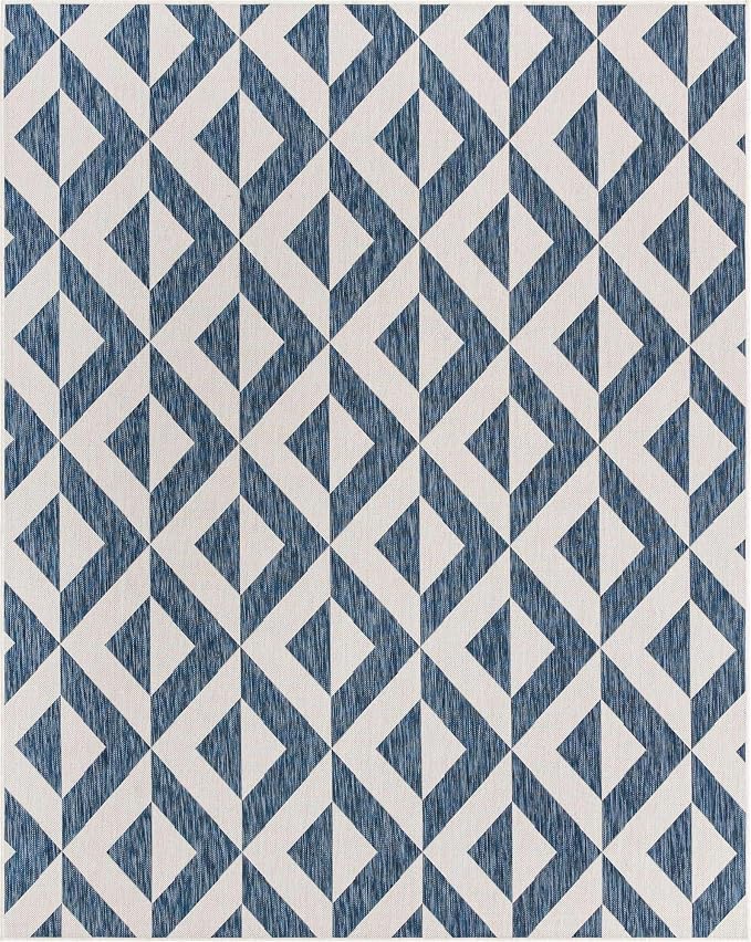 Unique Loom Jill Zarin Outdoor Collection Area Rug - Napa (7' 10" x 10' Rectangle, Blue/ Ivory)