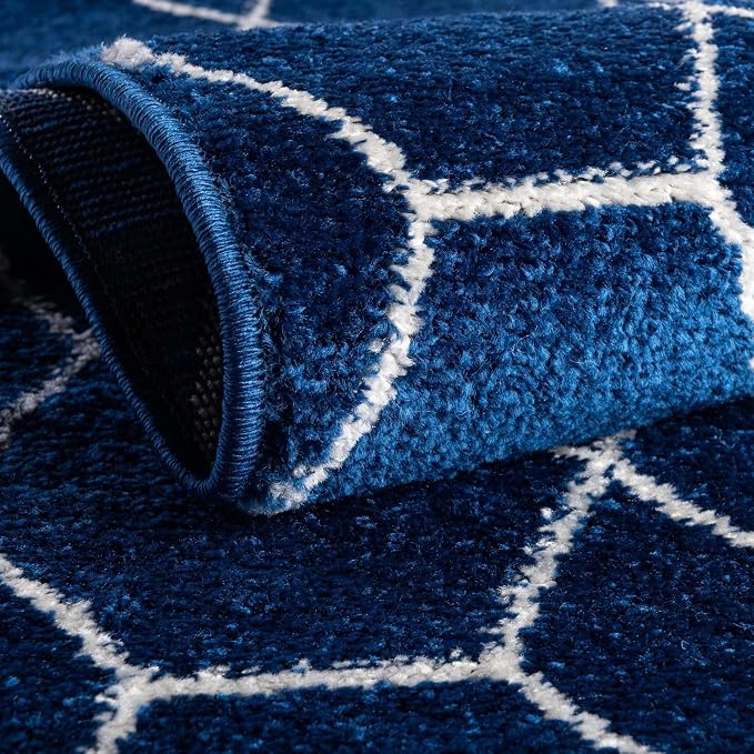 Unique Loom Trellis Frieze Collection Area Rug - Geometric (6' 1" x 9', Navy Blue/ Ivory)