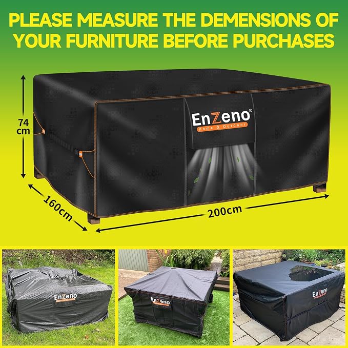 Enzeno Patio Furniture Set Cover, Outdoor Sectional Sofa Couch Set Covers Waterproof, Garden Dining Table Chair Set Cover Outside Rectangular Heavy Duty Weatherproof 78" L x 63" W x 28" H Black