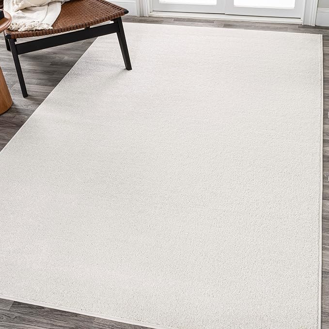 JONATHAN Y Haze Solid Low-Pile Cream Indoor Area Rug 4x6, Coastal,Bohemian,Minimalist,Classic, Easy-Cleaning for Living Room,Bedroom,Kitchen,Pet Friendly,Non-Shedding (SEU100T-4)