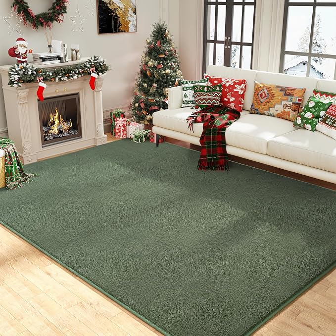 Amearea Sage Green Area Rugs for Bedroom Living Room, 6x9 Memory Foam Rug | Thickened Fluffy Indoor Washable Rugs Non Slip Minimalist Large Carpet for Boys Girls Dorm Nursery Room Decor