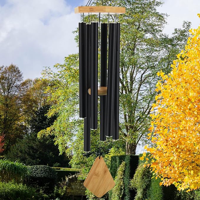 Wind Chimes Outdoor Large Deep Tone, 36 Inches Sympathy WindChimes Outdoor Memorial Windchime for Mom/Housewarming/Christmas, Black Wind Chime for Outside Garden, Patio, Home Decor