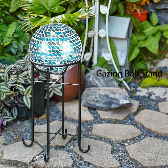 Metal Gazing Ball Stand for 10 Inch Ball, Glass Gazing Globes, Black Gazing Globe Display Stand for Garden Decor, Indoor/Outdoor