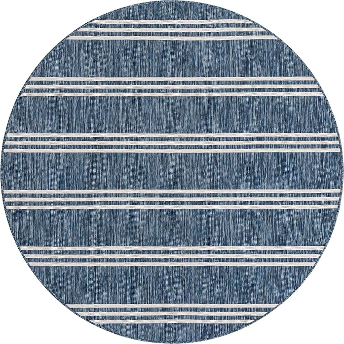 Unique Loom Jill Zarin Outdoor Collection Area Rug - Anguilla (6' 7'' Round, Blue/ Ivory)