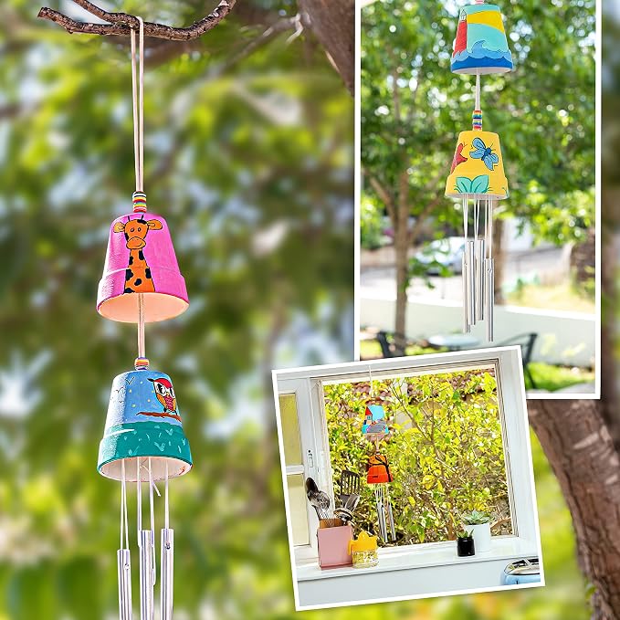 Make Your Own Wind Chime Craft Kit, 2-Pack – Large Bells, Stencils & Beads | DIY Arts and Crafts for Kids Ages 6–12 | Creative Gift for Boys and Girls