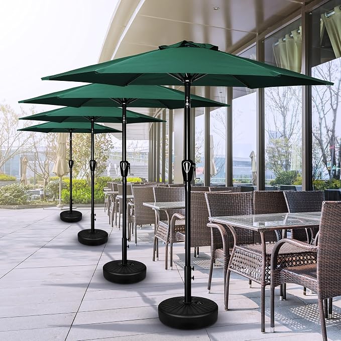 Simple Deluxe 9FT Outdoor Patio Umbrella Table Market Umbrella with Push Button Tilt and Crank, 8 Sturdy Ribs, UV Protection Waterproof for Garden, Lawn, Deck, Backyard, Pool, Green