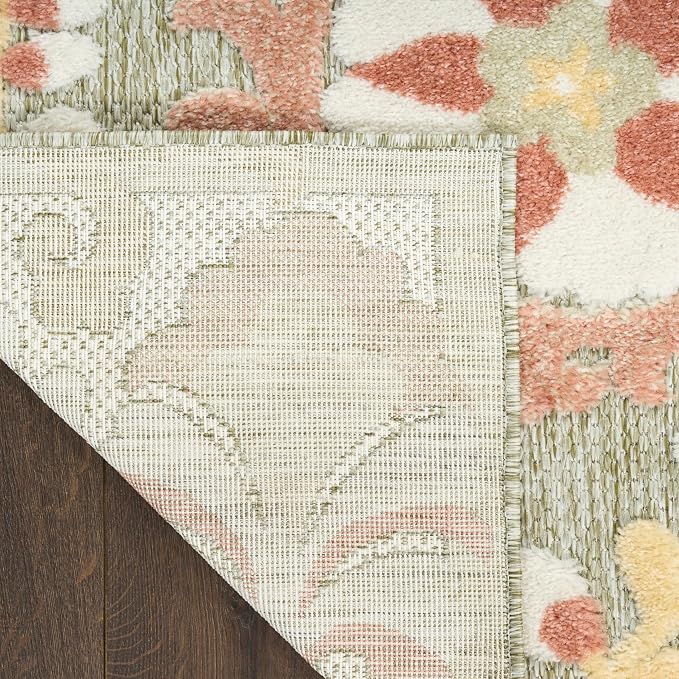 Nourison Home Aloha Sage Rose 3'6" x 5'6" Area Rug - Easy Clean, Non Shedding, Bed Room, Living Room, Dining Room, Kitchen (4' x 6')