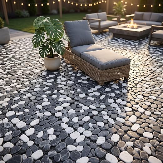 4 Pcs Interlocking Natural Deck Tiles 11.8" x 11.8" for Garden Patio Path | for Landscaping, Indoor & Outdoor, Waterproof, Easy to Install, DIY Landscape Decor