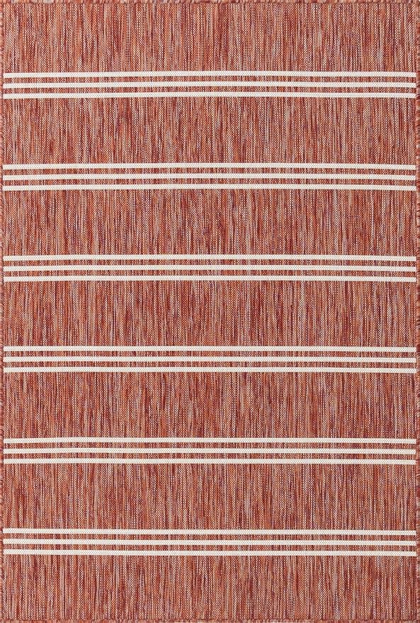 Unique Loom Jill Zarin Outdoor Collection Area Rug - Anguilla (4' 1'' x 6' 1'' Rectangle, Rust Red/ Ivory)