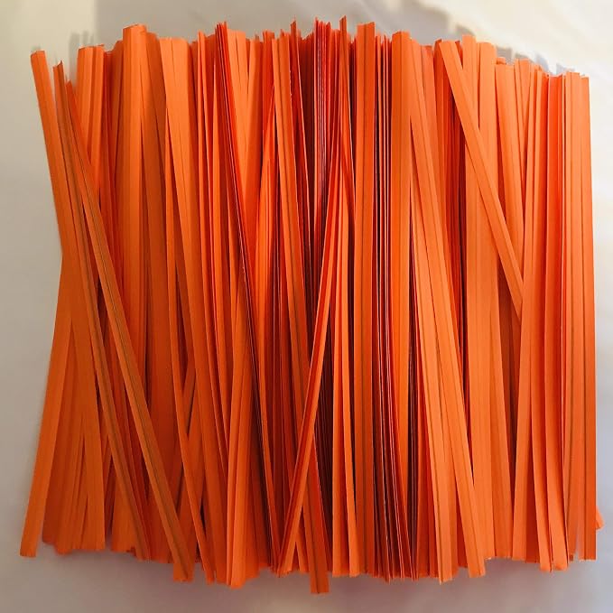 2000 Twist Ties 7" Length Plastic Coated Pater No Rip Cellophane Assorted Colors (Orange)