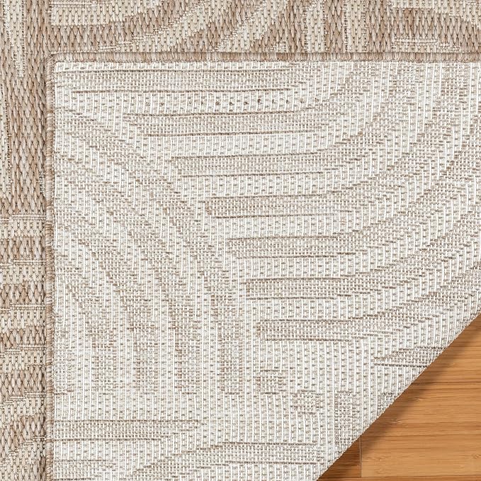 Gertmenian Indoor Outdoor Modern Area Rug - 9x13 Extra Large, Fade Resistant, Ideal for High Traffic in Living Room, Bedroom, Patio - Geometric, Orange, 25540