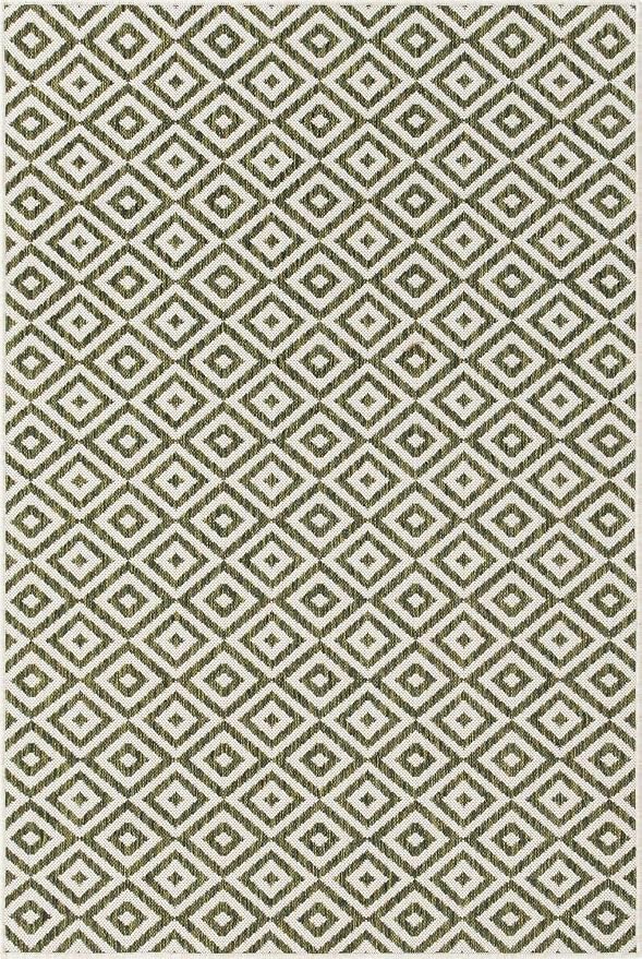 Unique Loom Jill Zarin Outdoor Collection Area Rug - Costa Rica (4' 1' x 6' 1' Rectangle, Green/ Ivory)