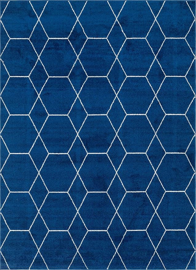 Unique Loom Trellis Frieze Collection Area Rug - Geometric (8' x 11', Navy Blue/ Ivory)