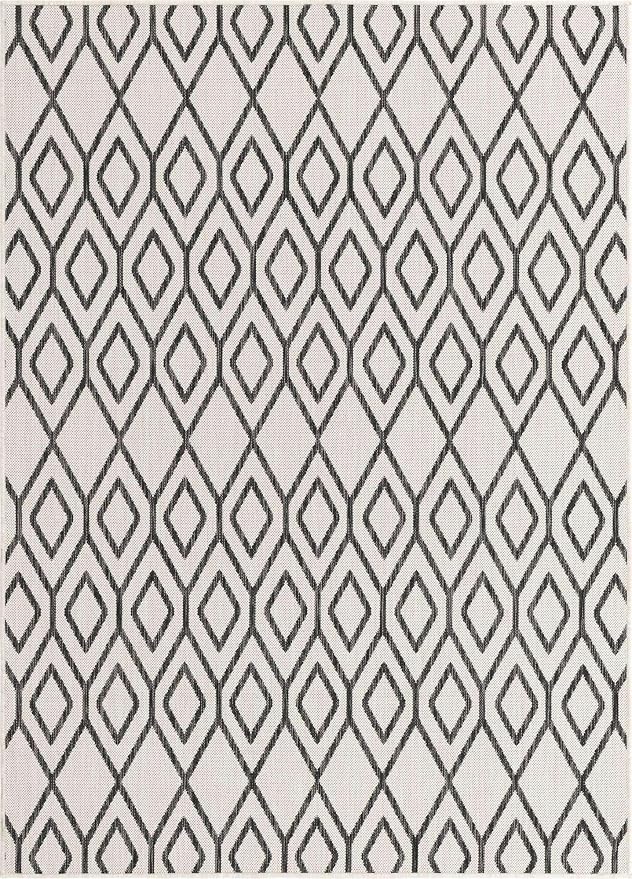 Jill Zarin Outdoor Collection Area Rug - Turks and Caicos (5' 3" x 8' Rectangle Ivory/Black)