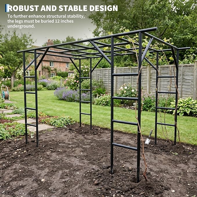 Large Grape Vine & Cucumber Trellis, 11FT Large Outdoor Garden Arch Trellis, Outdoor Plant Stand