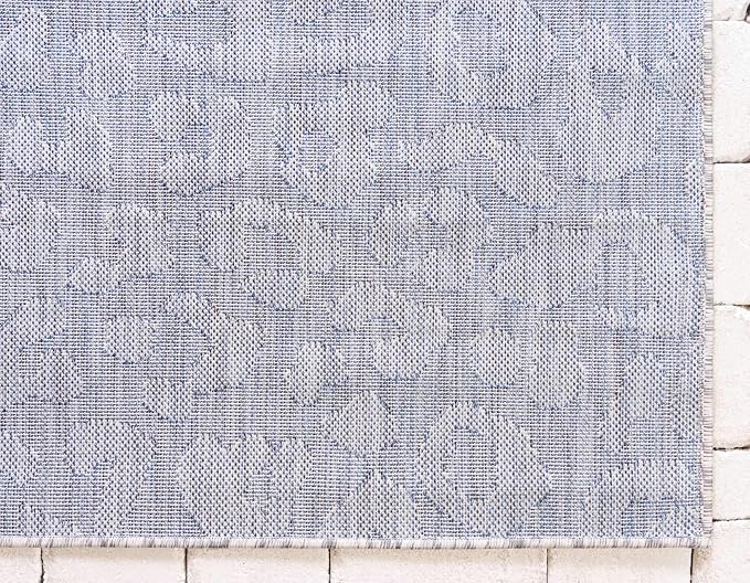 Unique Loom Outdoor Safari Collection Area Rug - Leopard (8' x 11' 4" Rectangle, Blue/ Gray)
