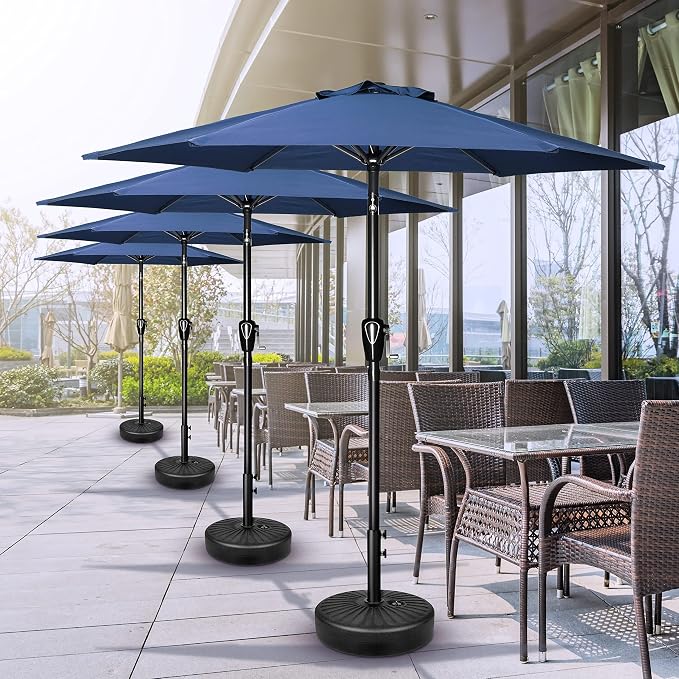 Simple Deluxe 7.5' Patio Umbrella Outdoor Table Market Yard Umbrella with 6 Sturdy Ribs for Backyard, Pool, Garden, Deck, Blue